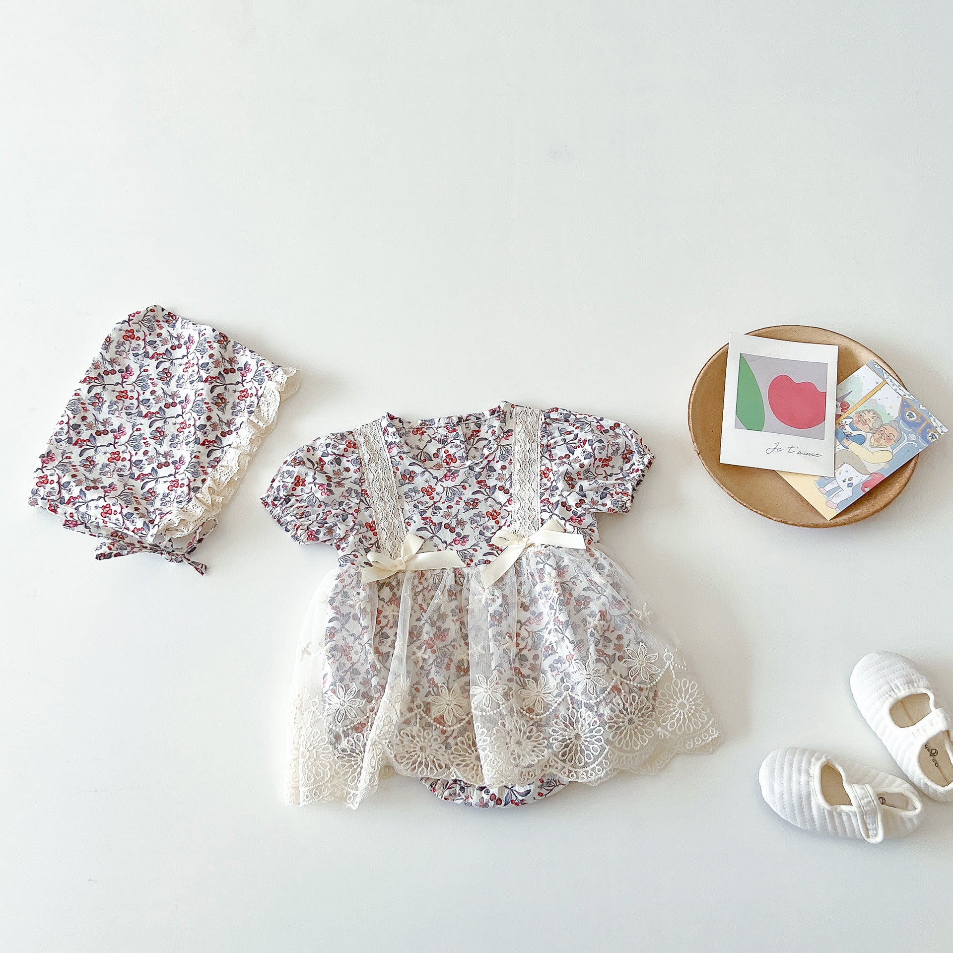 Baby clothes floral newborn clothes ins short-sleeved baby girl romper one-year-old romper summer one piece