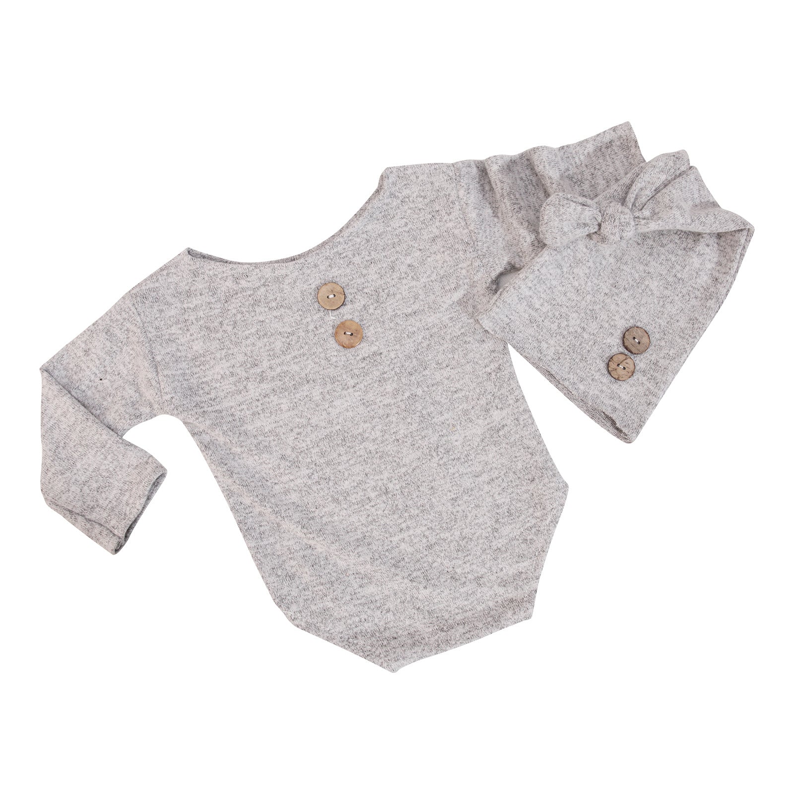 Newborn Full Moon Hundred Days Photography Baby Photo Clothes Props Button Hat 2-Piece Set