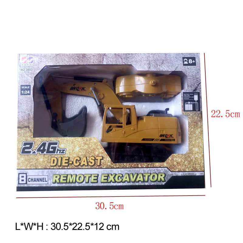 8CH Simulation toy RC excavator toys with Musical and light Children's Boys RC truck Beach toys RC Engineering car tractor