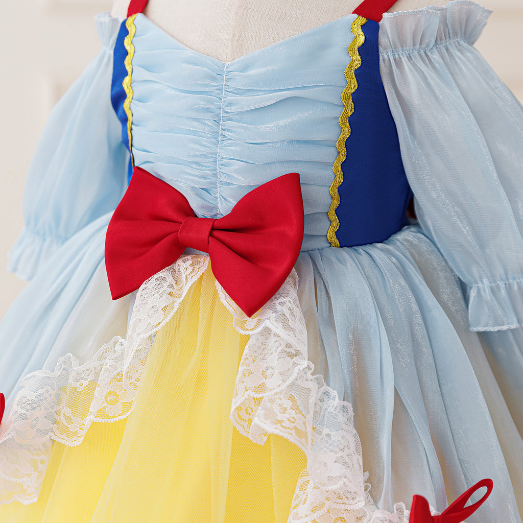 Cute Princess Lolita Dress for Girls Long Sleeve Round Neck Knee Length Polyester Fabric One Size Fits Most