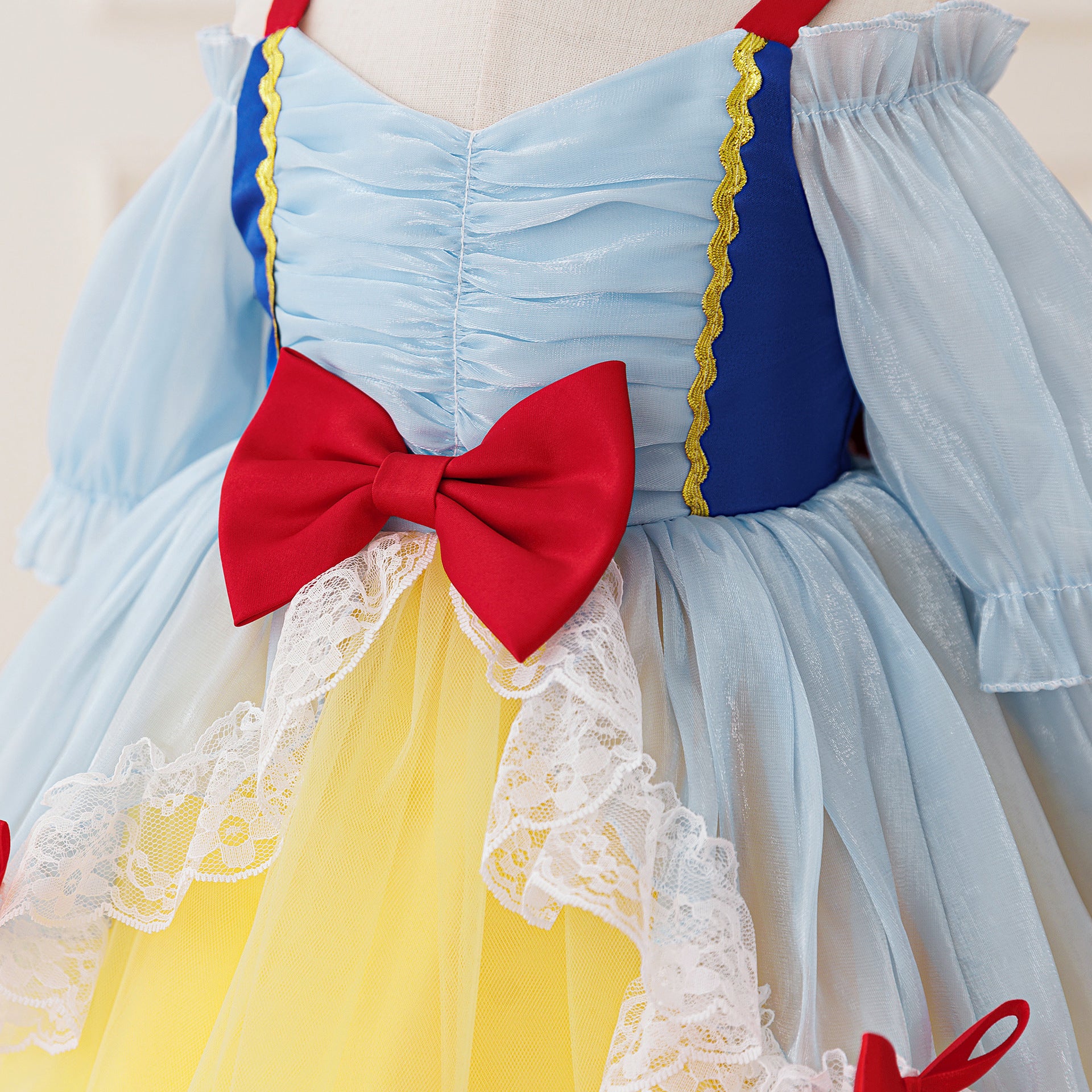 Cute Princess Lolita Dress for Girls Long Sleeve Round Neck Knee Length Polyester Fabric One Size Fits Most