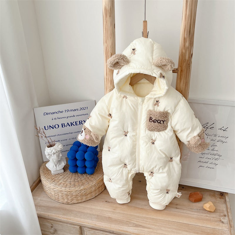 Baby's Winter Clothes Plush Thick Cotton Padded Clothes Baby's Lovely One-Piece Clothes Winter Climbing Clothes Cotton Padded Jacket