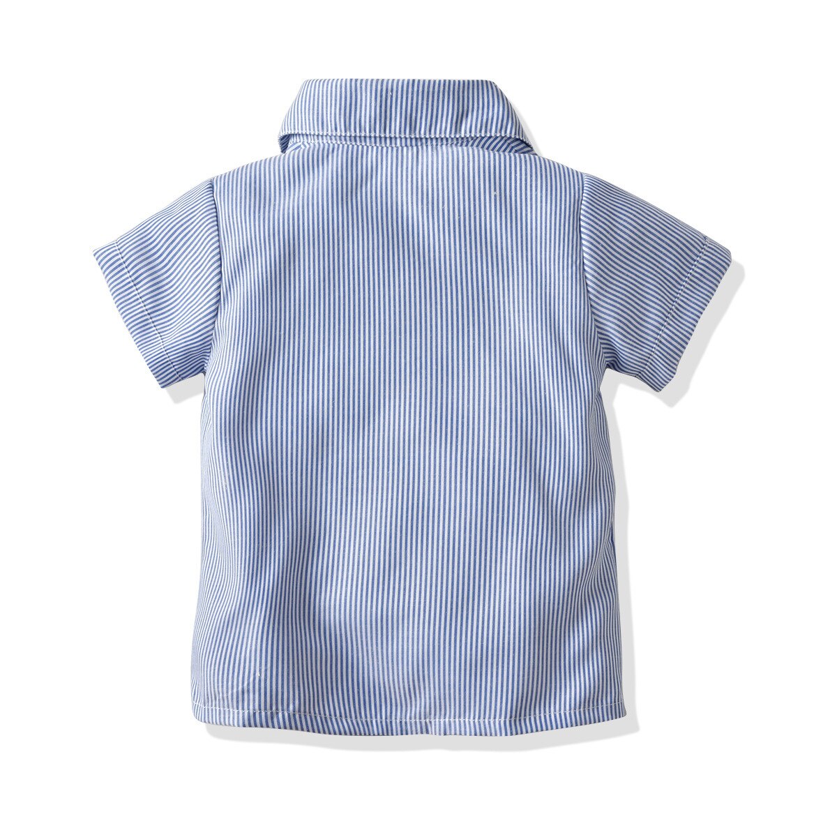 New Boy's Gentleman Suit Summer Short-Sleeved Striped Shirt Bow Tie Shorts Strap Four-Piece Suit