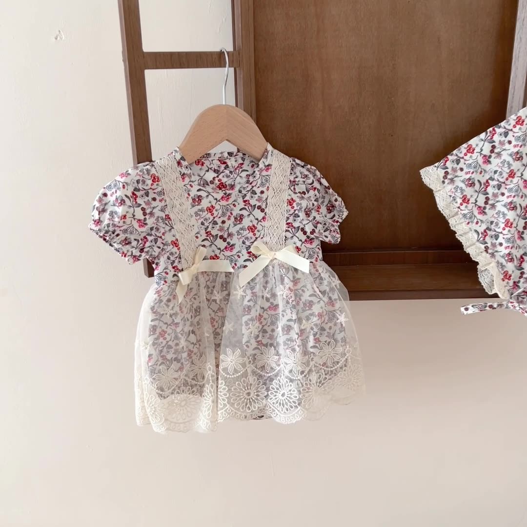Baby clothes floral newborn clothes ins short-sleeved baby girl romper one-year-old romper summer one piece