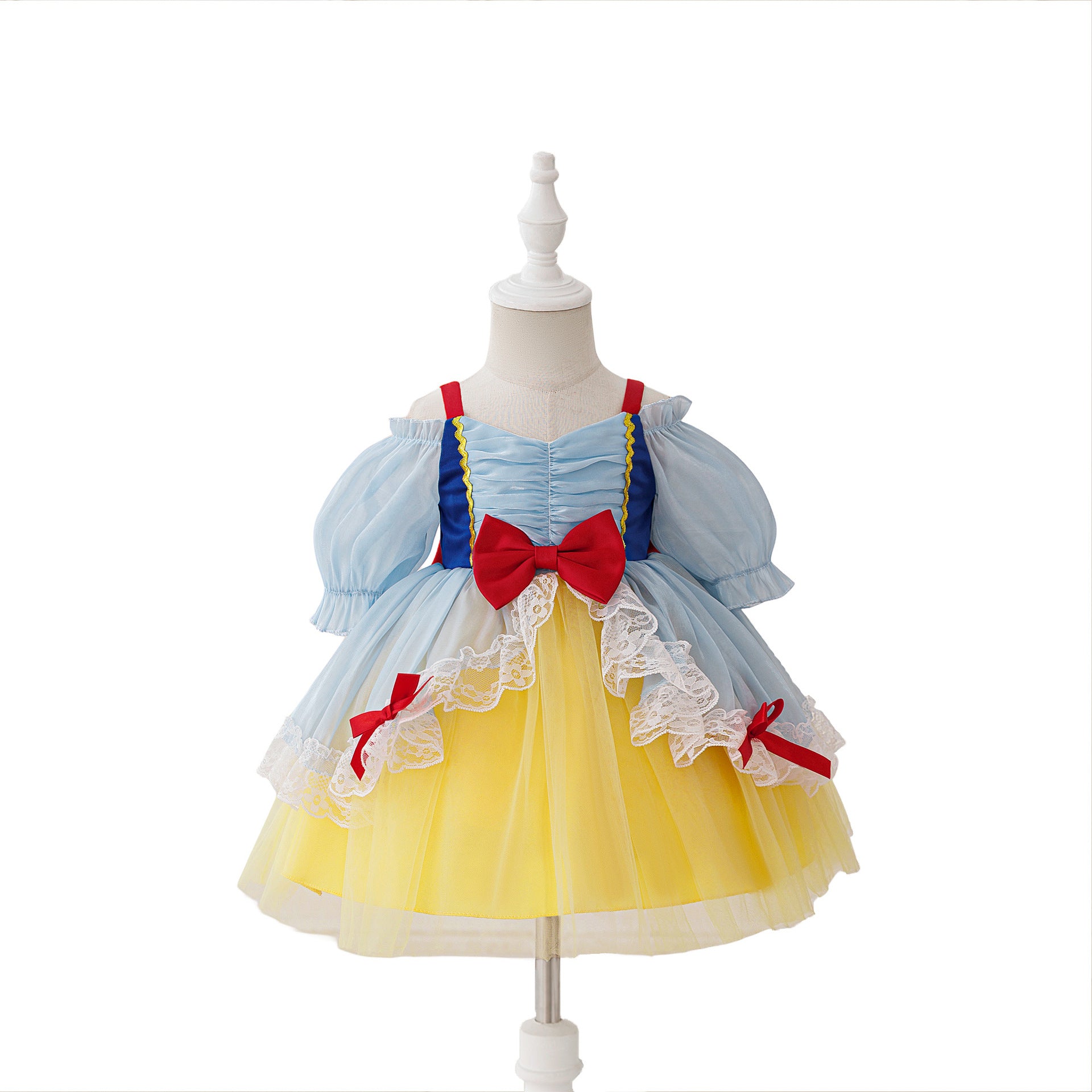 Cute Princess Lolita Dress for Girls Long Sleeve Round Neck Knee Length Polyester Fabric One Size Fits Most