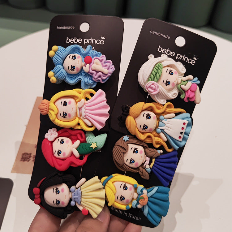 Korean Style Children's Hair Accessories Wholesale Flower Fairy Princess Girl Resin Edge Clip Bangs Clip Hair Clip