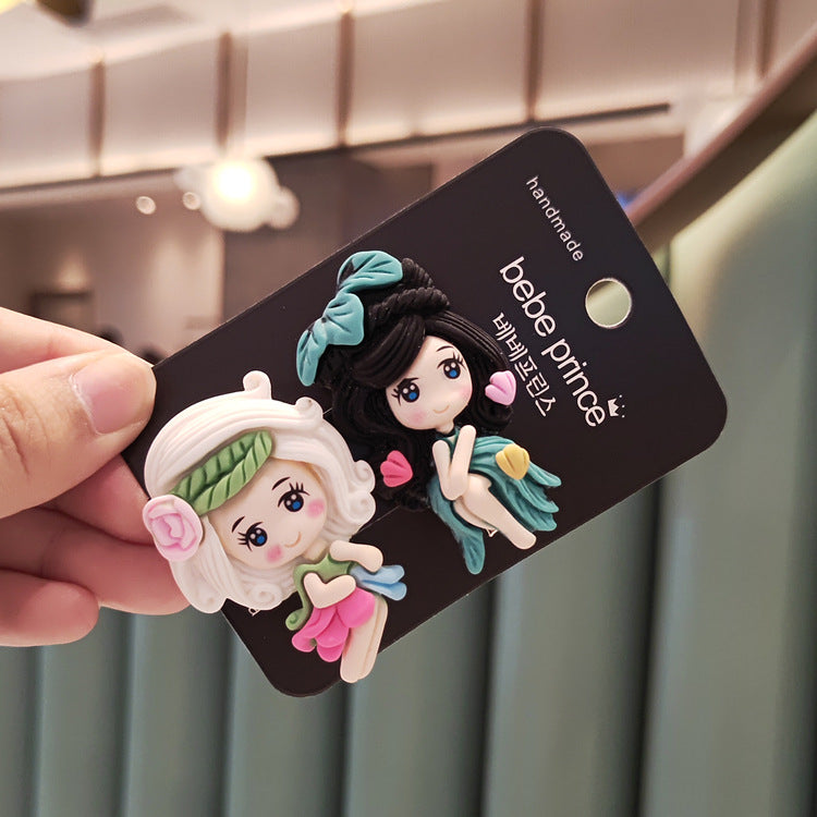 Korean Style Children's Hair Accessories Wholesale Flower Fairy Princess Girl Resin Edge Clip Bangs Clip Hair Clip