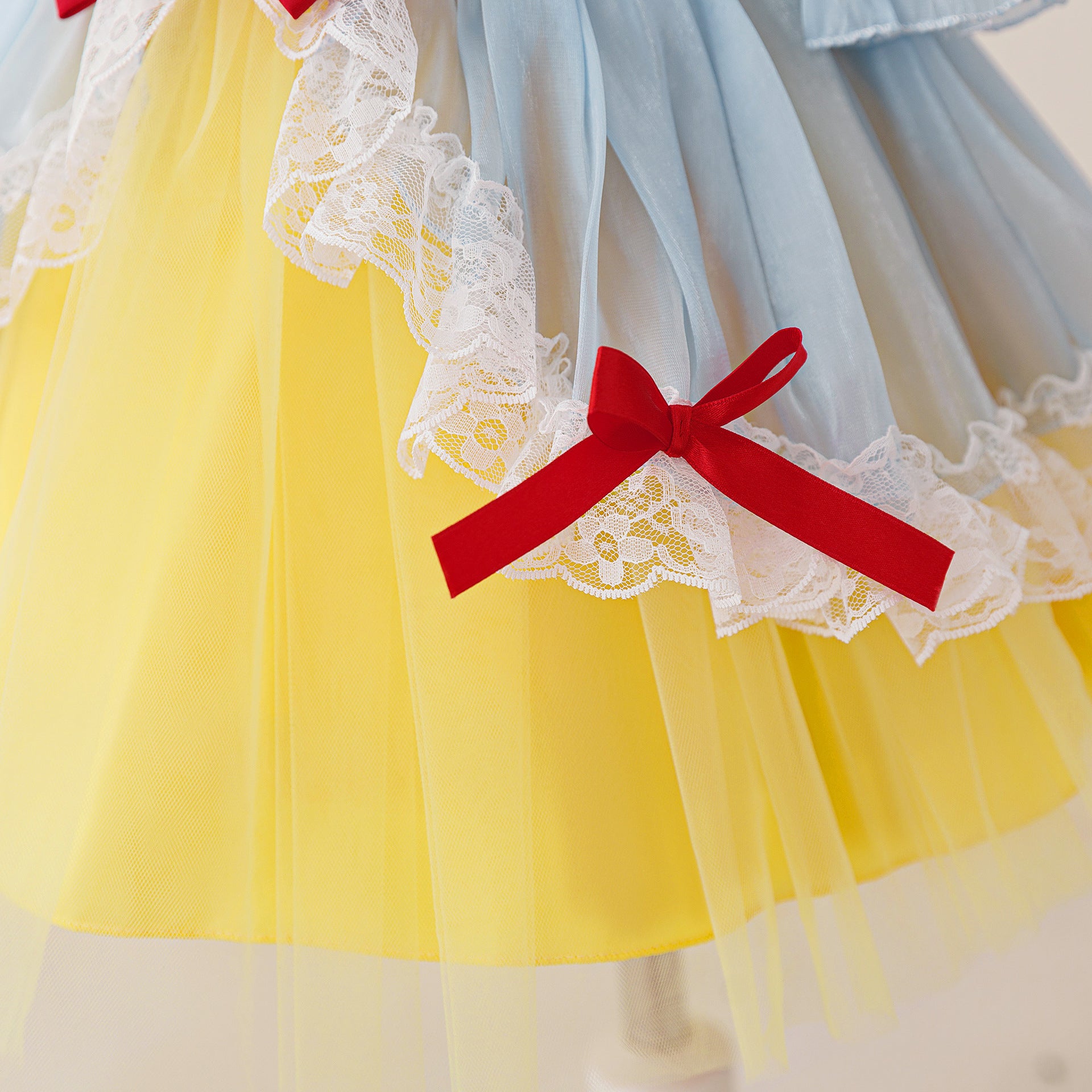 Cute Princess Lolita Dress for Girls Long Sleeve Round Neck Knee Length Polyester Fabric One Size Fits Most