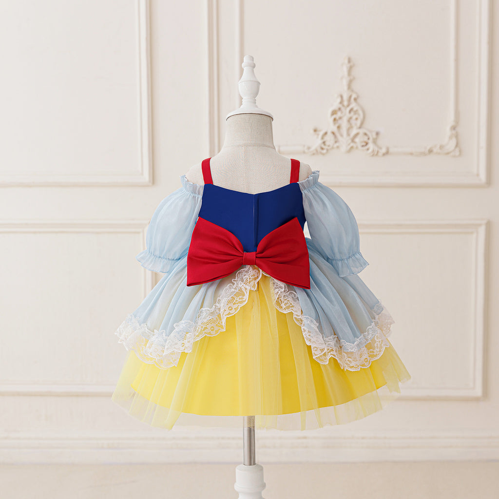 Cute Princess Lolita Dress for Girls Long Sleeve Round Neck Knee Length Polyester Fabric One Size Fits Most
