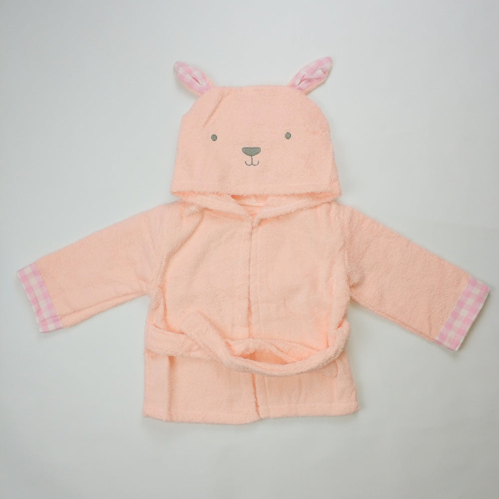 Children's Cardigan Hooded Animal Bathrobe Baby Home Clothes Cotton Towel Material Baby Absorbent Bath Towel