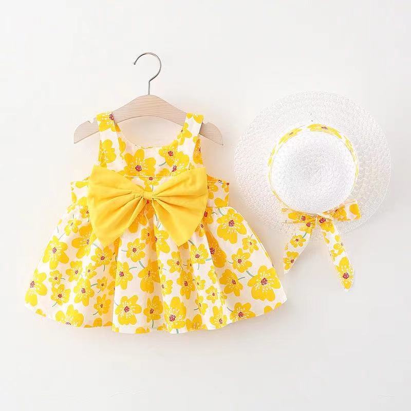 Children's Clothing Summer New Children's Skirts Baby Girl Dresses Big Bow Skirt On The Chest