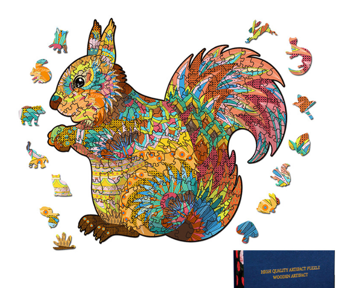 Squirrel Panda Labrador Alien Wooden Puzzle Irregular Three-dimensional Animal Puzzle Children's Educational Toy Wooden Puzzle