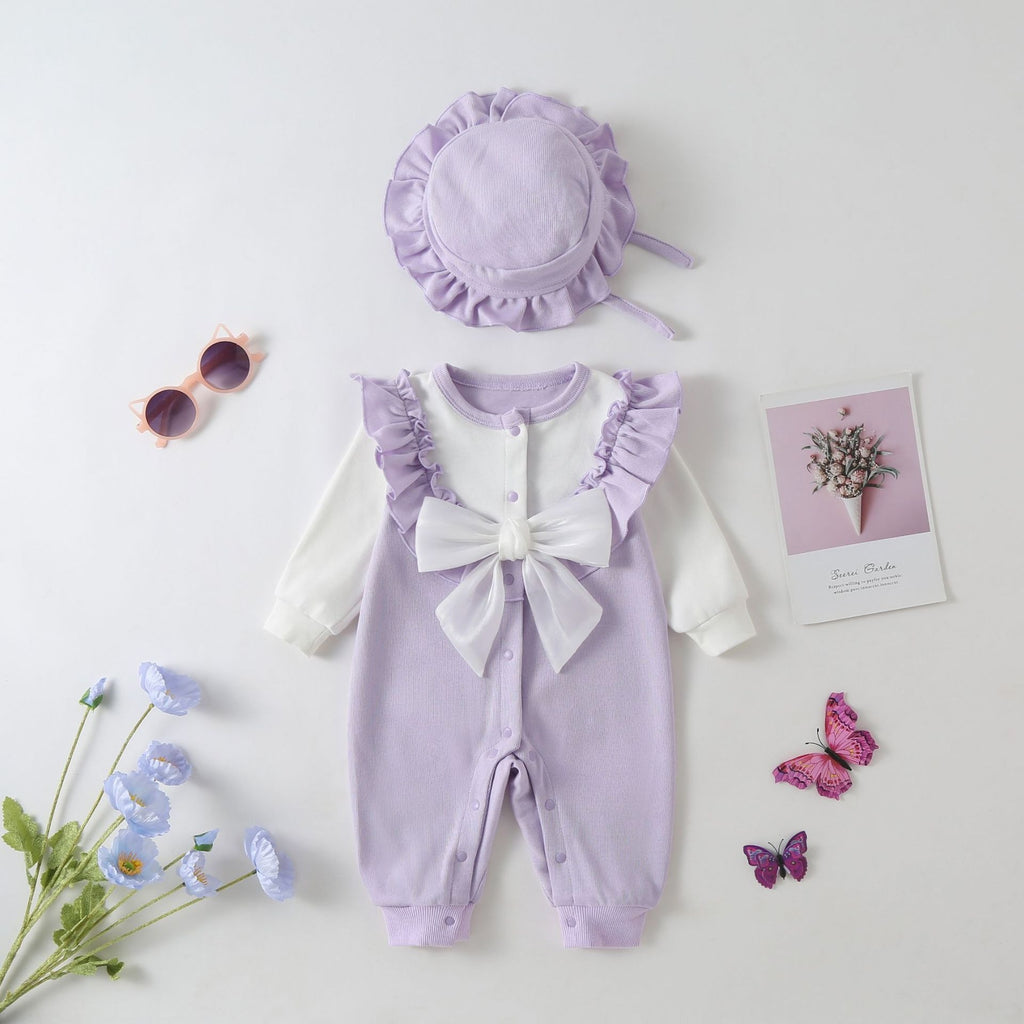 Baby Spring Clothes Newborn Female Baby Onesie Full Moon Out Jumper Plus Velvet Autumn And Winter Crawling Clothes