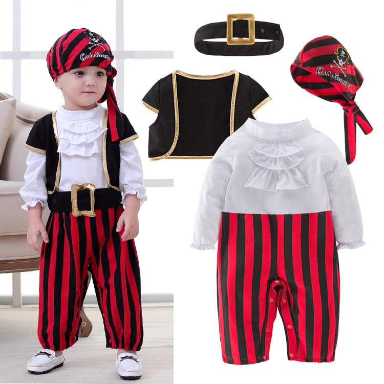 Pirate Captain Cosplay Clothes for Baby Boy Halloween Christmas Fancy Clothes Halloween Costume for Kids Children Pirate Costume